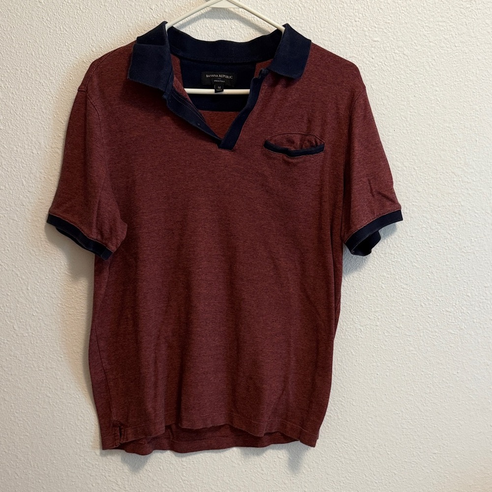 Banana Republic Maroon Polo with Navy Accents
